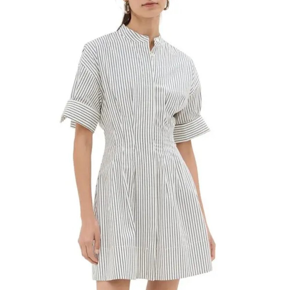 STAUD- MINI LORENZA DRESS | IVORY MICRO STRIPE IVORY MICRO STRIPE / XS NWT!!